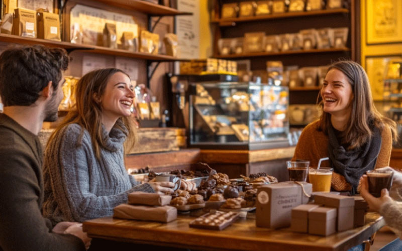 people shopping at the Margaret River Chocolate Company, Christmas season, September 2024, Australia